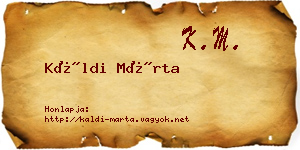 Káldi Márta névjegykártya